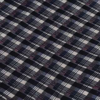 Трикотаж в косую клетку красно-синюю на молочном фоне (уценка) ш.170