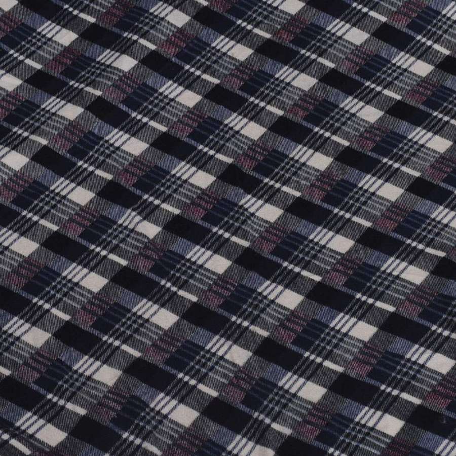 Трикотаж в косую клетку красно-синюю на молочном фоне (уценка) ш.170