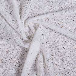 Кружевное полотно стрейч бутоны цветов белое (уценка, дефекты) ш.155