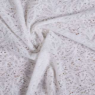 Кружевное полотно стрейч бутоны цветов белое (уценка, дефекты) ш.155
