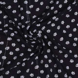 Поплин структурный черный с белыми котиками (уценка) ш.150