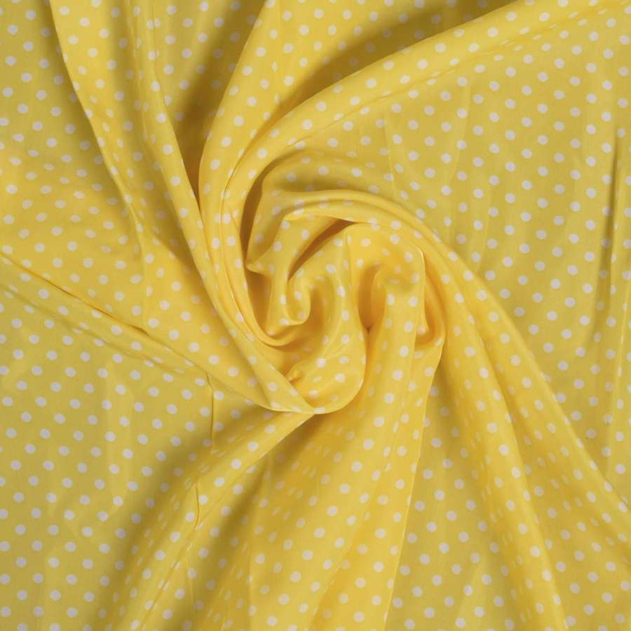Купра диллон желтая в средний белый горох (уценка) ш.145