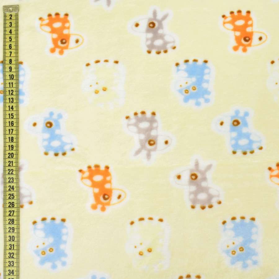 Велсофт двухсторонний ослики, жирафы серые, голубые, кремовый, ш.185