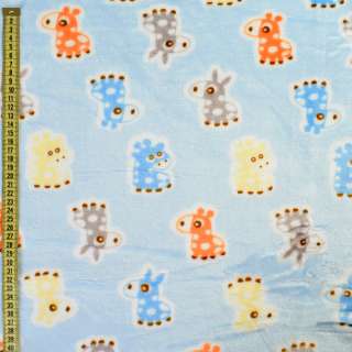 Велсофт двухсторонний ослики, жирафы оранжевые, голубые, голубой, ш.185