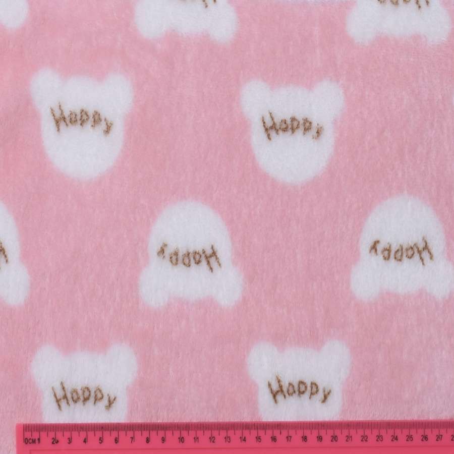 Велсофт двосторонній ведмедики HAPPY білі, рожевий ш.185