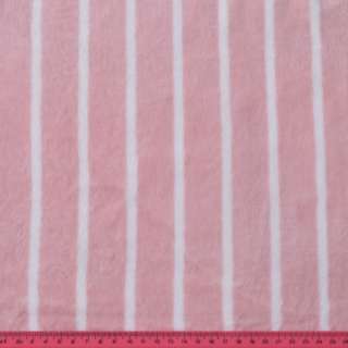 Велсофт двухсторонний розовый светлый, белая полоска, ш.190