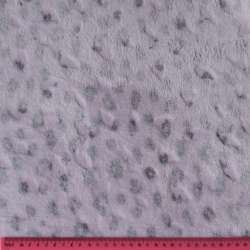 Велсофт двухсторонний рельефный молочно-сиреневый в серый горох, ш.175