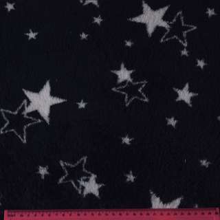 Велсофт-хутро двосторонній синій темний, білі зірки, ш.182