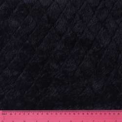 Велсофт-хутро рельєфний двосторонній чорний, ромби, ш.160