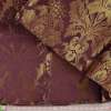Жакард двохсторонній листя квітка бордовий темний, ш.280
