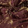 Жакард двохсторонній листя квітка бордовий темний, ш.280