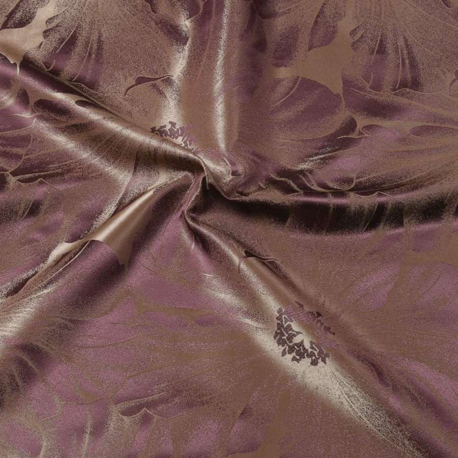 Жакард двохсторонній квітка великий бузково-золотистий, ш.280