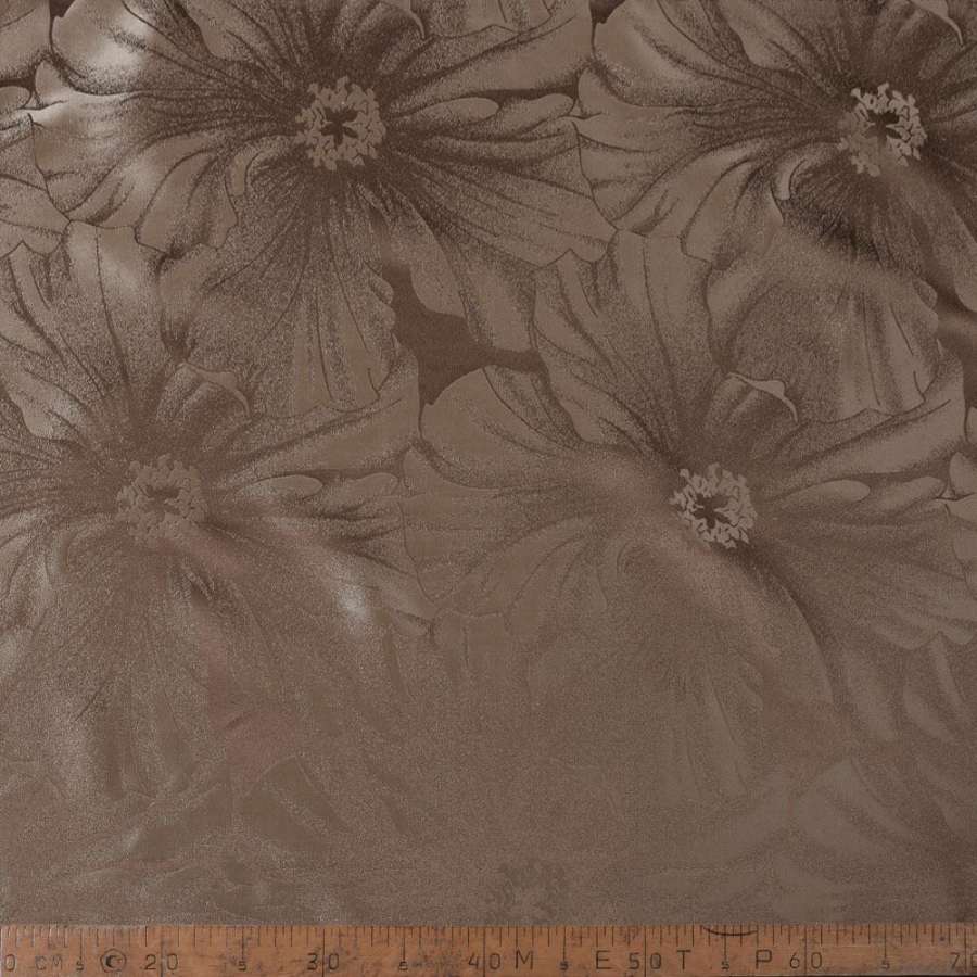 Жакард двохсторонній квітка великий коричневий світлий, ш.280