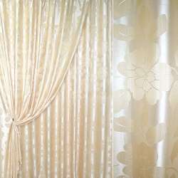 Жакард двохсторонній троянда велика молочно-бежева, ш.280