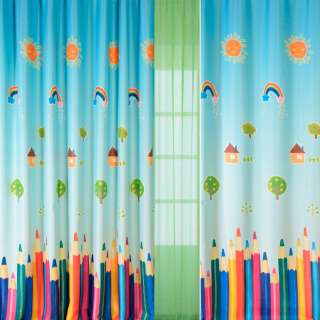 Софт*блэкаут (затемнение 70%) принт Цветные карандаши, ш.275 (дефекты)