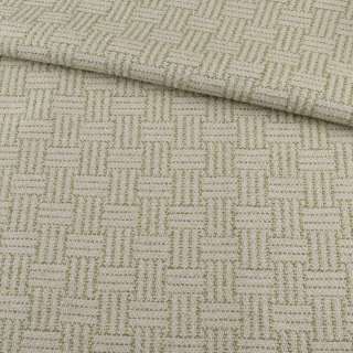 Жаккард мебельный на клеевой основе плетенка молочно-зеленый, ш.145