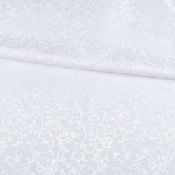 Жаккард скатертный цветы, ветки белый, ш.320