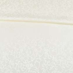 Жаккард скатертный цветы, ветки молочный, ш.320