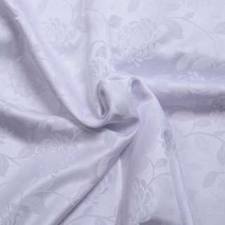 Жаккард скатертный розы с листьями белый, ш.320