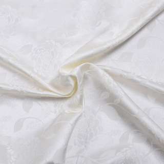 Жаккард скатертный розы с листьями молочный, ш.320