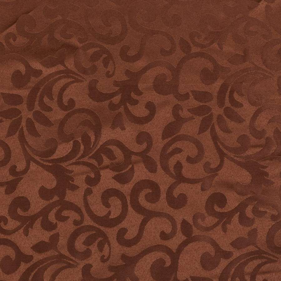 Жаккард скатертный растительный вензель коричневый, ш.320