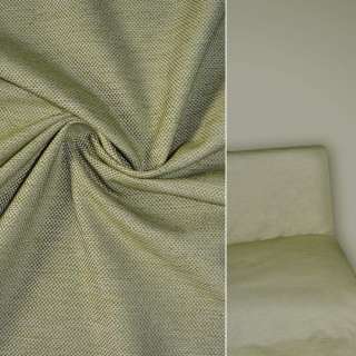 Рогожка интерьерная бежево-зеленая, ш.150