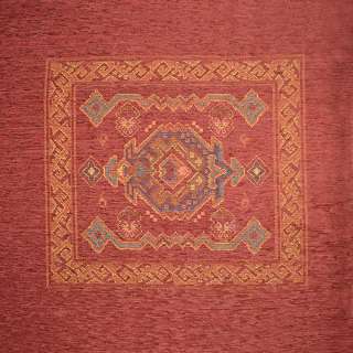 Шенилл подушечный с орнаментом красный, раппорт 65см (1 подушка), ш.140