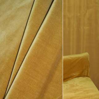 Велюр с вискозой мебельный золотисто-желтый, ш.140