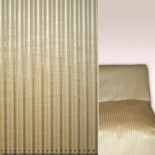 Велюр жаккард мебельный полосы бежево-оливковые на бежевом фоне, ш.137