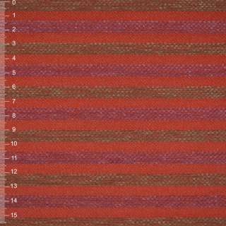 Шенилл на ПВХ основе полоса рельефная оливковая, малиновая на терракотовом фоне, ш.140