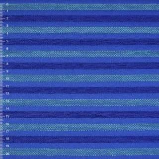 Шенилл на ПВХ основе полоса рельефная синяя, бирюзовая на синем фоне, ш.138