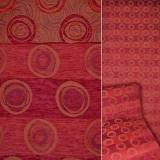 Шенилл фукра мебельный роза графическая на красном фоне, ш.140