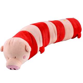 Мягкая подушка валик игрушка свинка 73 см высота 13 см розовая с красным