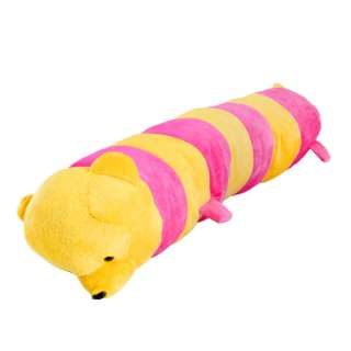 Мягкая подушка валик игрушка мишка 67 см высота 13 см желтый с малиновым