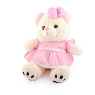 Мягкая игрушка мишка в розовом платье 40 см кремовый