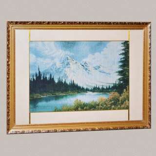 Картина гобелен под стеклом 58х78см (гобелен 36х54) горы лес озеро