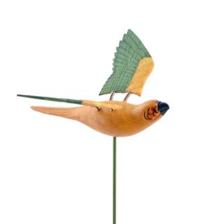 Декор для растений на металлическом стержне попугай оранжево-зеленый