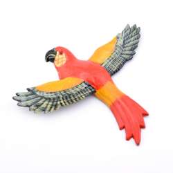 Магніт Папуга червоний зі строкатими крилами 13х11см