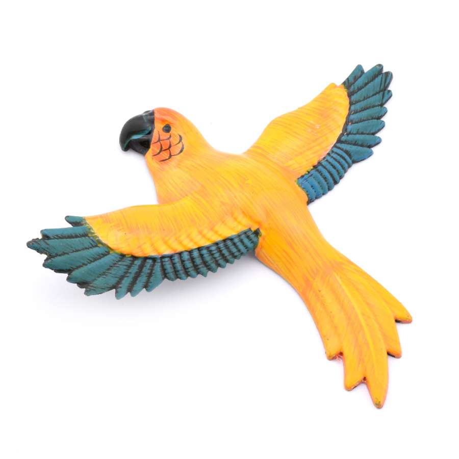 Магніт Папуга жовтий з синіми крилами 13х11см