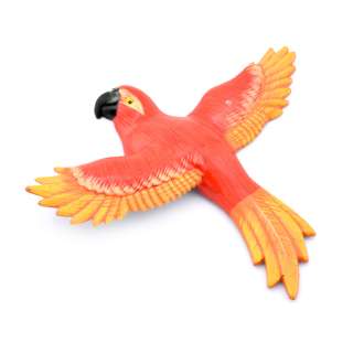 Магнит на холодильник Попугай 13х11см красный с оранжево-желтыми крыльями