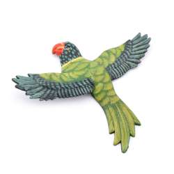 Магніт Папуга зелений зі строкатими крилами 13х11см