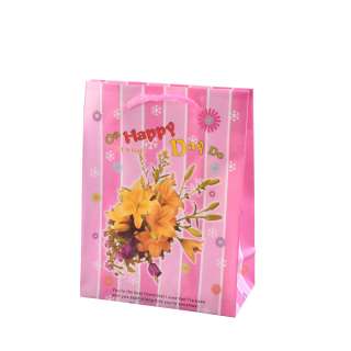 Пакет подарочный 16х12х6 см в полоску On Happy Day розовый
