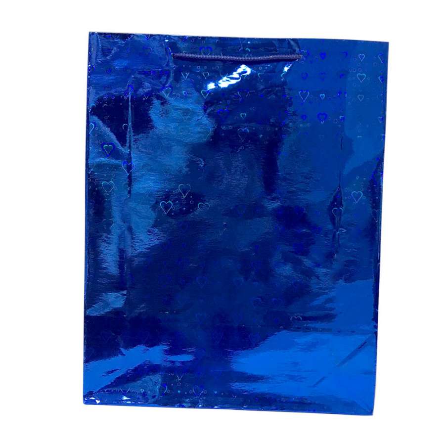 Пакет подарунковий голограма 29х37 см сердечка синій
