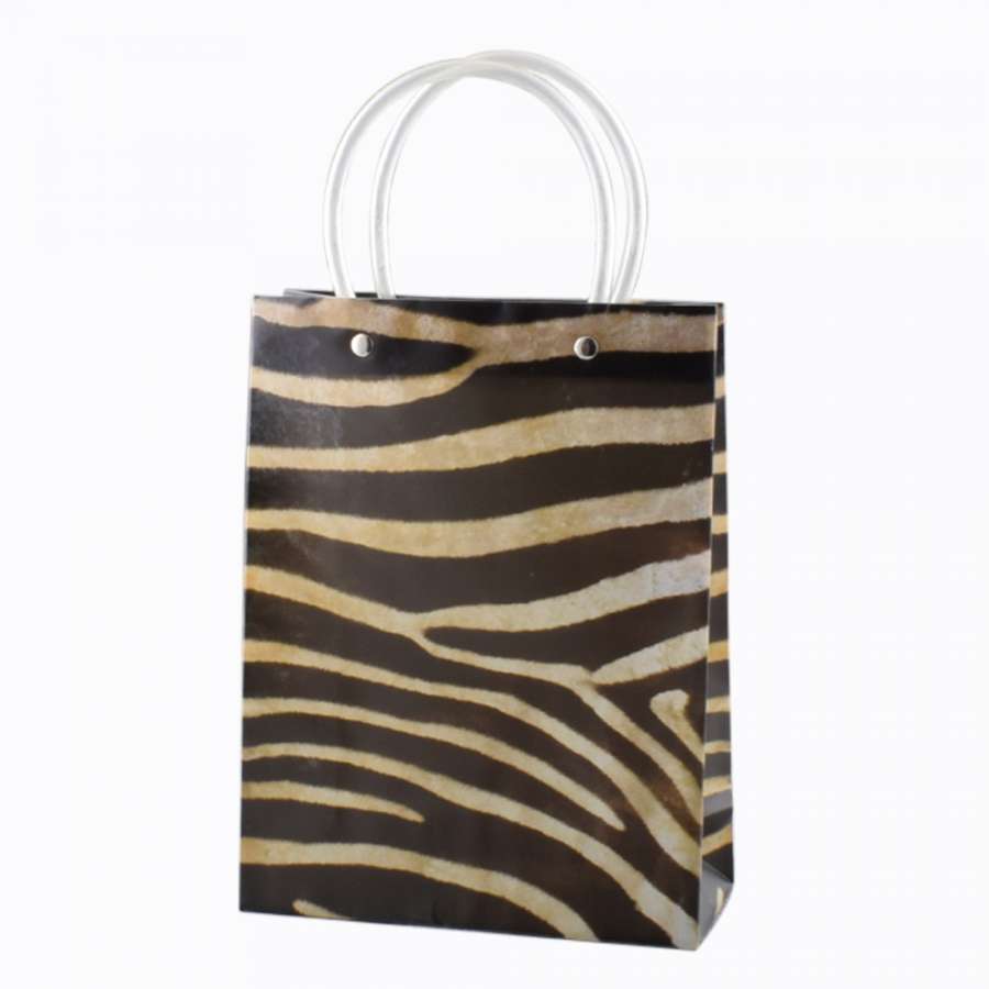 Пакет подарочный трубчатая ручка 24х32 см текстура зебра