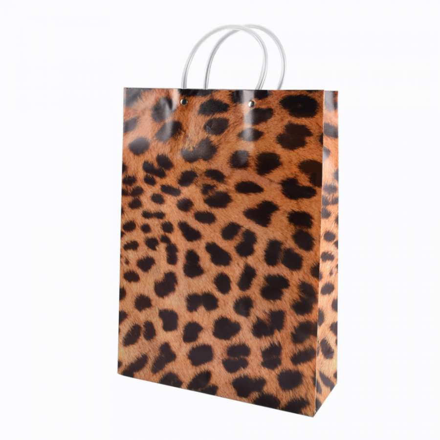 Пакет подарунковий трубчаста ручка 29х40 см текстура леопард