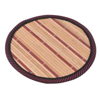 Подставка под горячее бамбуковая соломка круглая 18 см бежево-бордовая