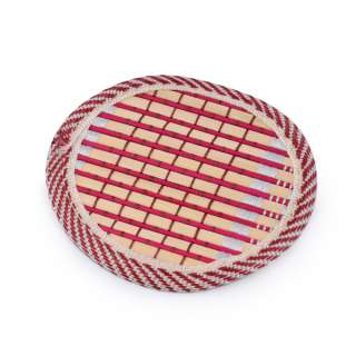 Подставка под чашки бамбуковая соломка круглая красная 10 см