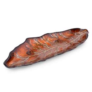 Салатник стеклянный лист 32,5х10,5х3 см коричневый