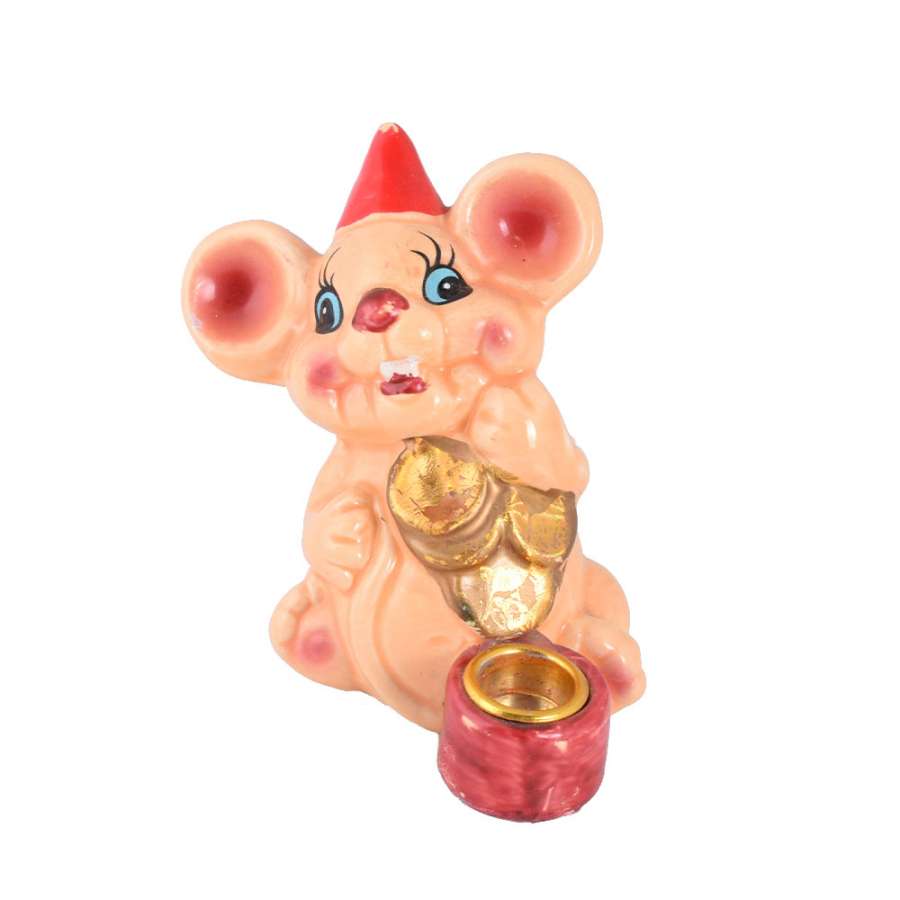Фігурка свічник Мишка 8 см з монетками бежева