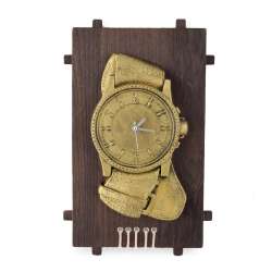 Годинник настінний на дерев'яній основі 36x21см Годинник золотисті